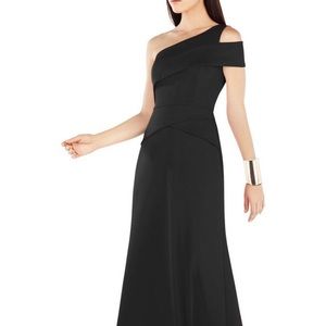 BCBG MaxAzria Annely one shoulder black gown